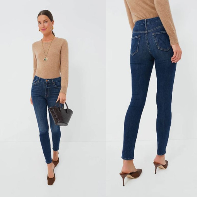 Mother High Waisted Looker Skinny Jeans Blue Teaming Up Wash Size 26